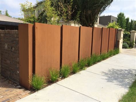 modern sheet metal fence|backyard metal fence styles.